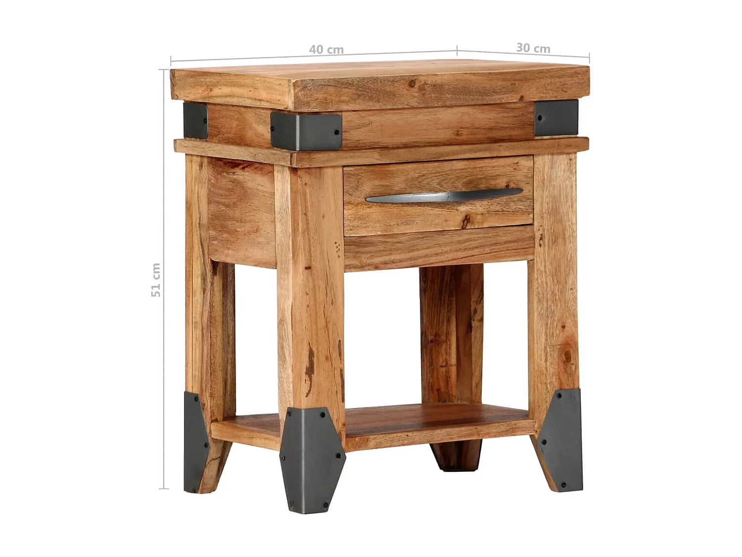 Urvin  Table de chevet 40x30x51 cm Bois d'acacia massif