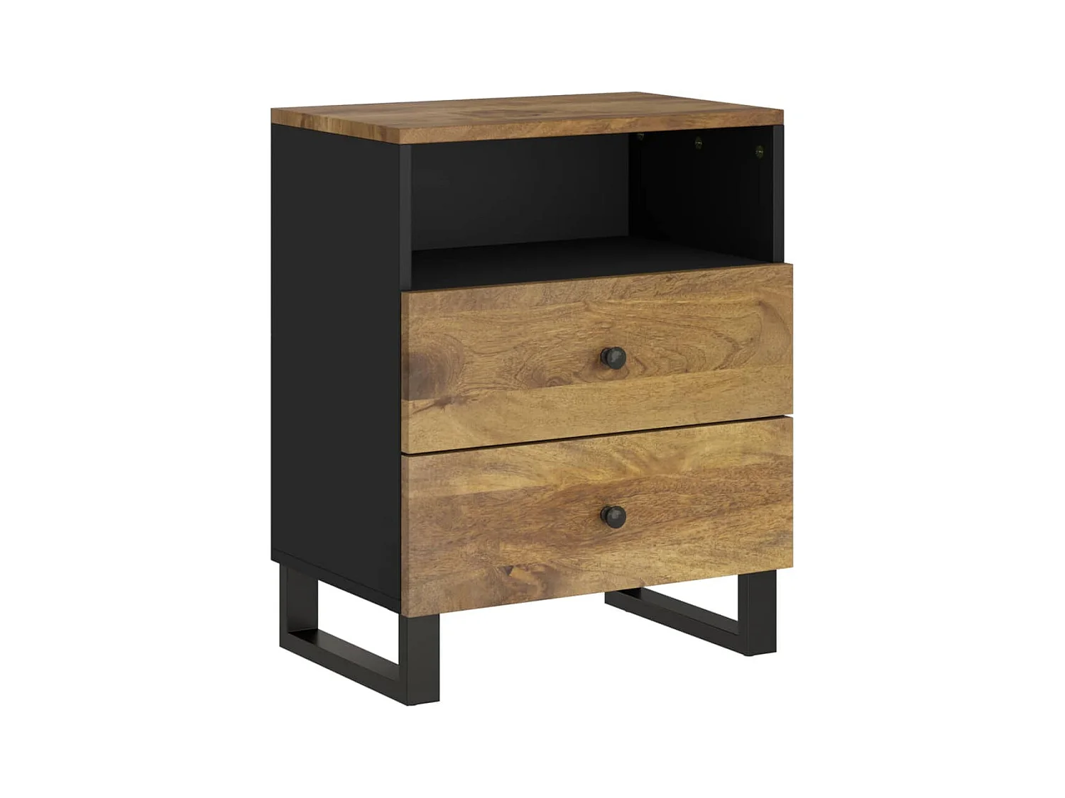 Glynnor  Nachtkastje 50x33x62 cm massief mangohout en bewerkt hout