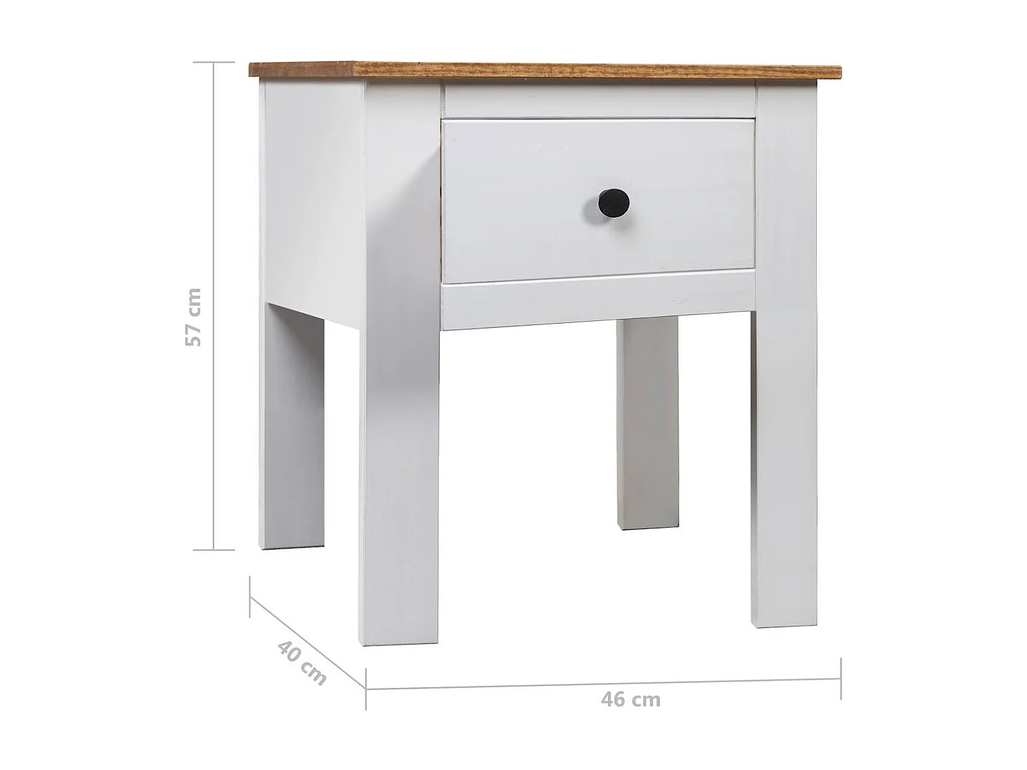 Sophie-Magali  Table de chevet Blanc 46x40x57 cm Pin Gamme Panama