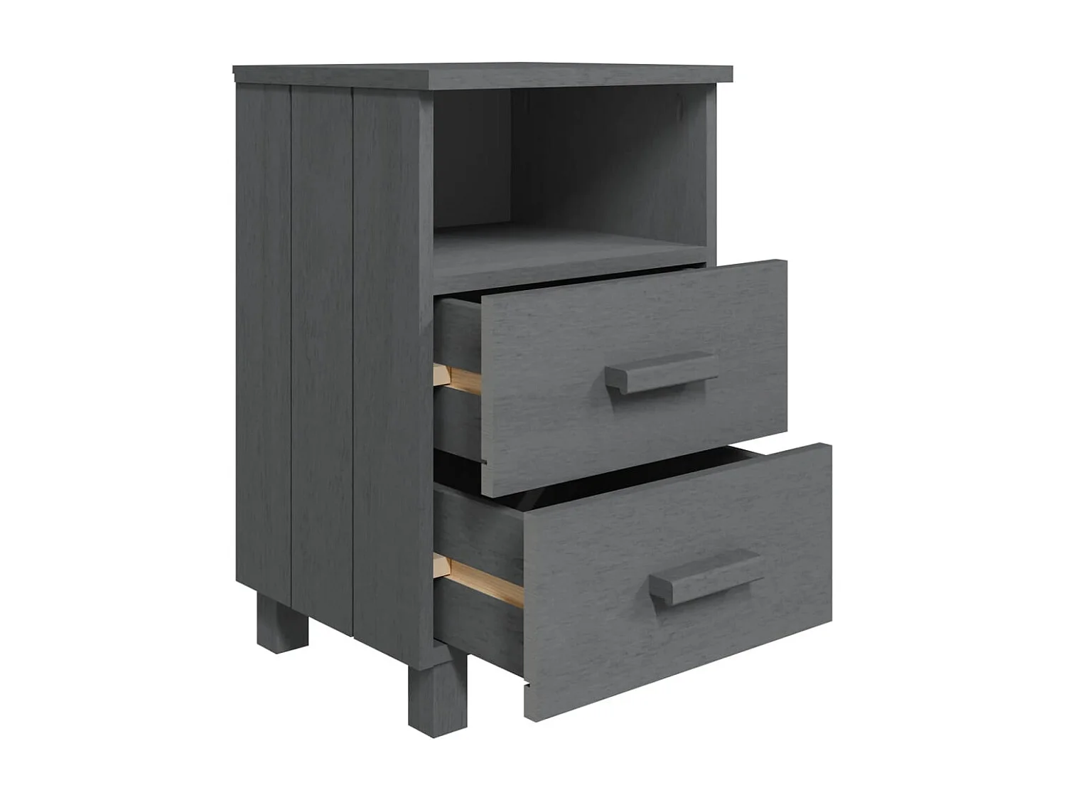 Calvino  Table de chevet HAMAR Gris foncé 40x35x62 cm Bois de pin massif