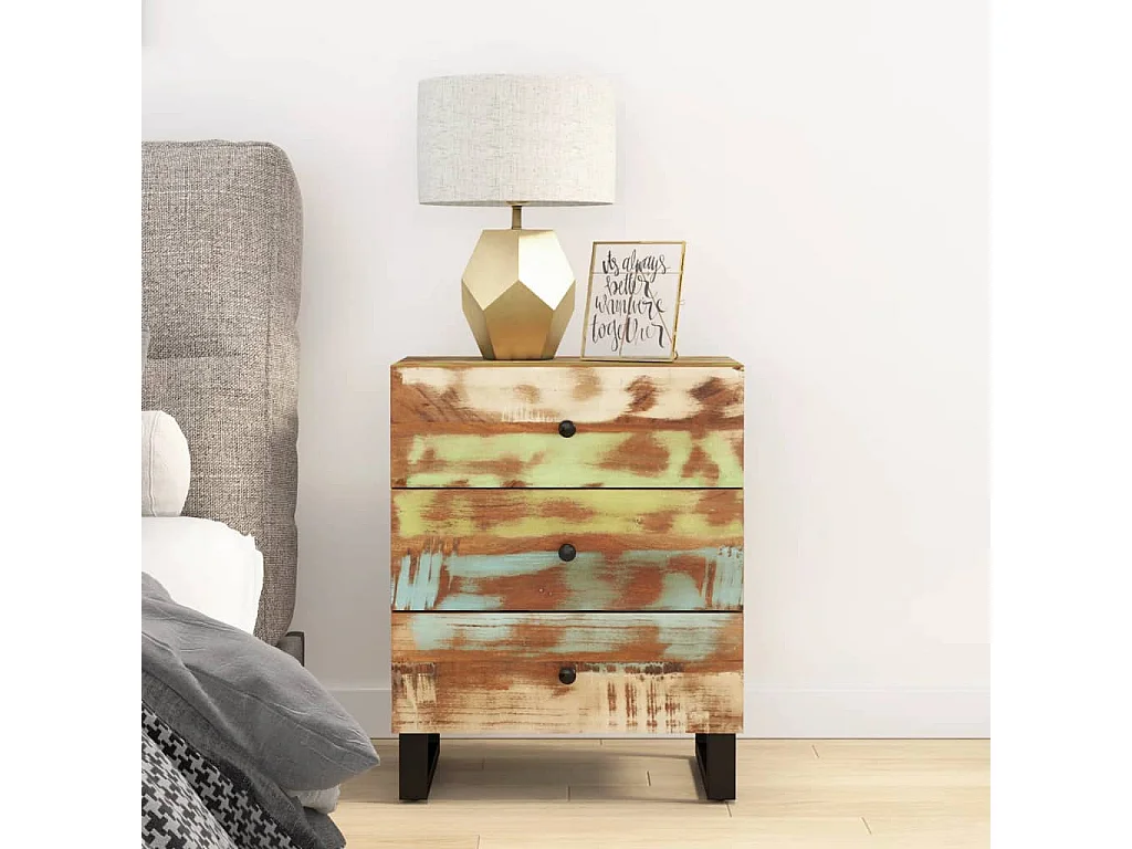 Mie  Table de chevet 50x33x62cm Bois de récupération et d'ingénierie