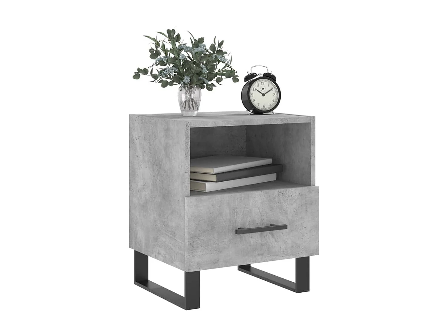 Bruni  Table de chevet gris béton 40x35x47,5 cm bois d’ingénierie