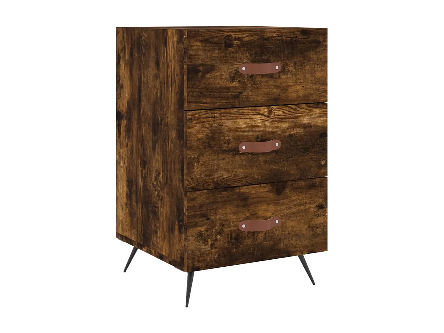 Uri  Nachtkastje 40x40x66 cm bewerkt hout gerookt eikenkleurig