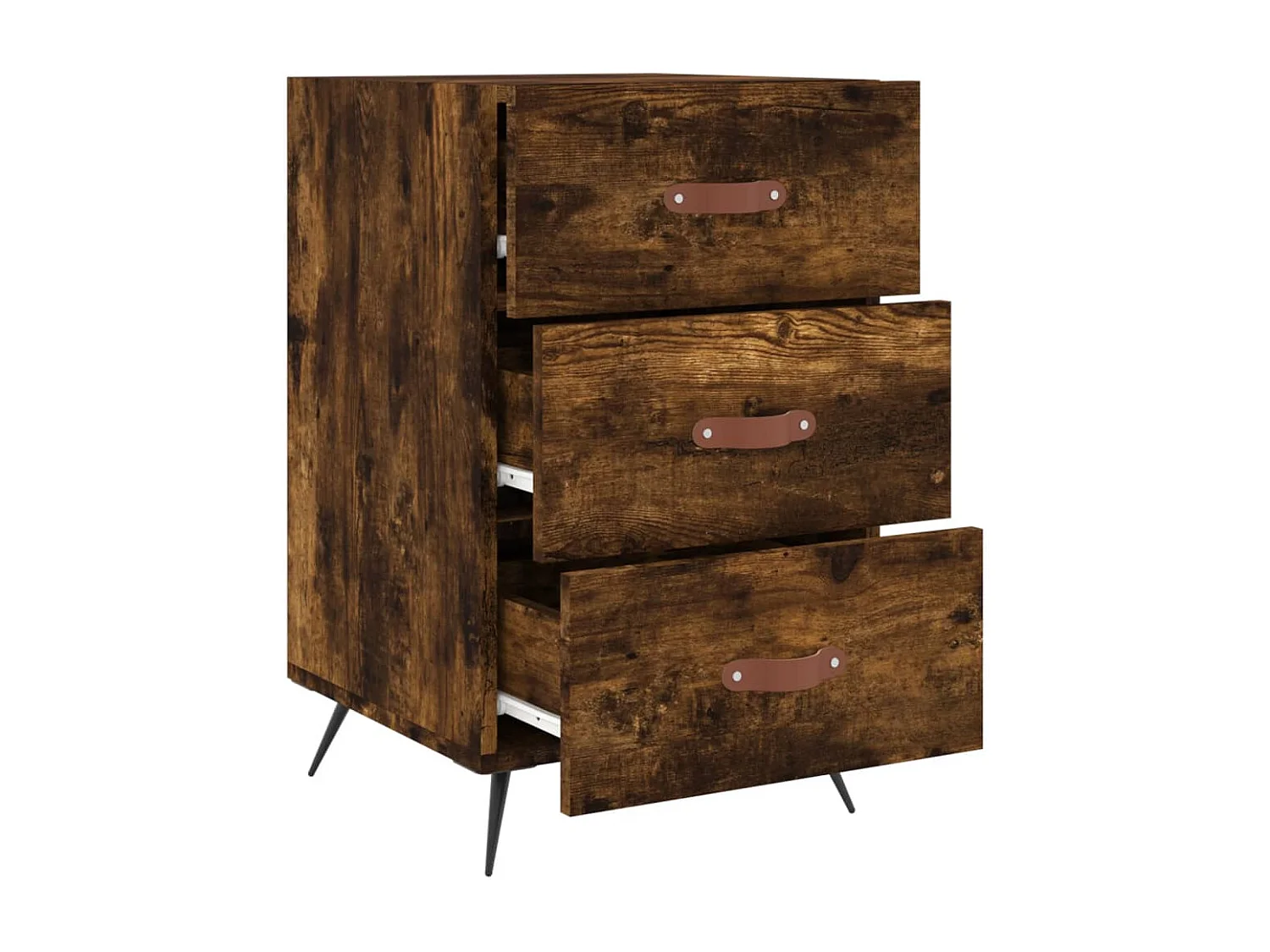 Uri  Nachtkastje 40x40x66 cm bewerkt hout gerookt eikenkleurig