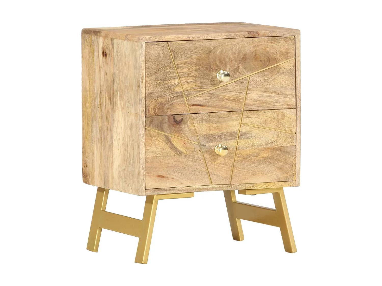 Olinor  Mesita de noche de madera maciza de mango 40x30x50 cm