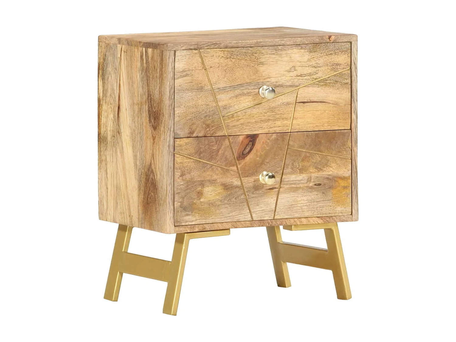 Olinor  Mesita de noche de madera maciza de mango 40x30x50 cm