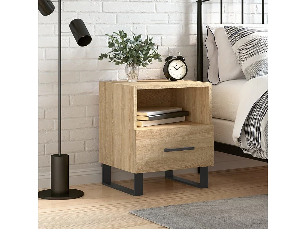 Bruni  Table de chevet chêne sonoma 40x35x47,5 cm bois d’ingénierie