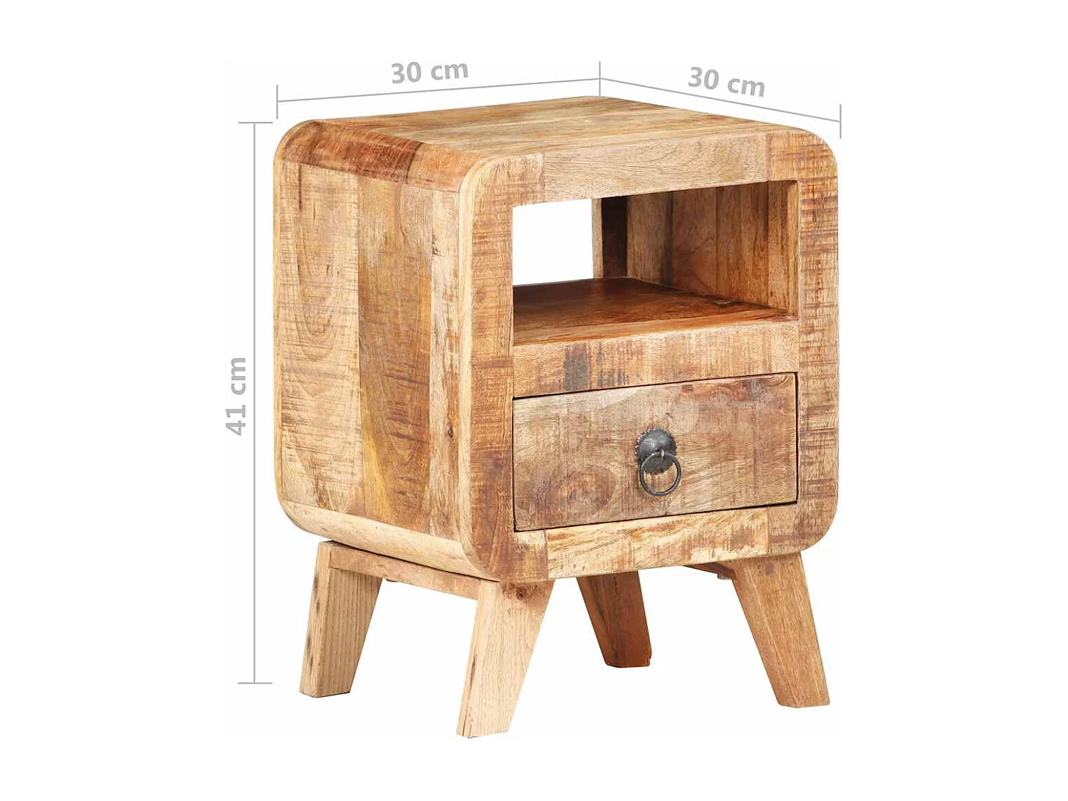 Jean-Romain  Table de chevet 30x30x41 cm Bois de manguier brut