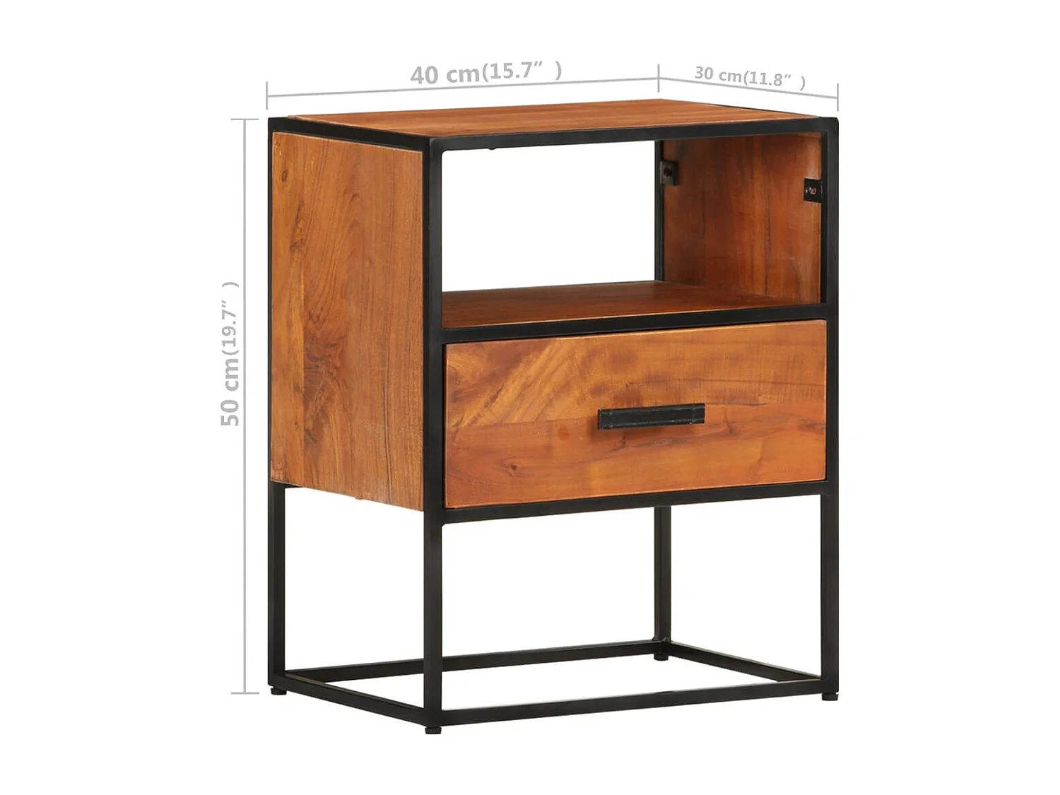 Sabine  Table de chevet 40x30x50 cm Bois d'acacia massif