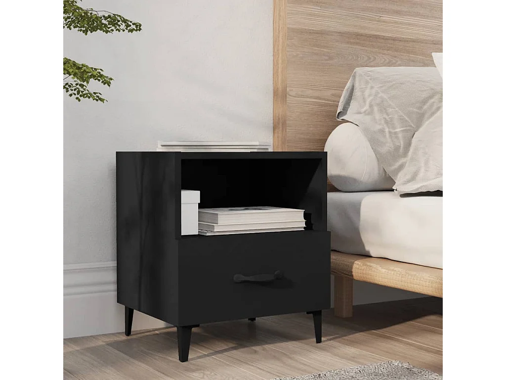 Weedsport  Table de chevet Noir Bois d'ingénierie