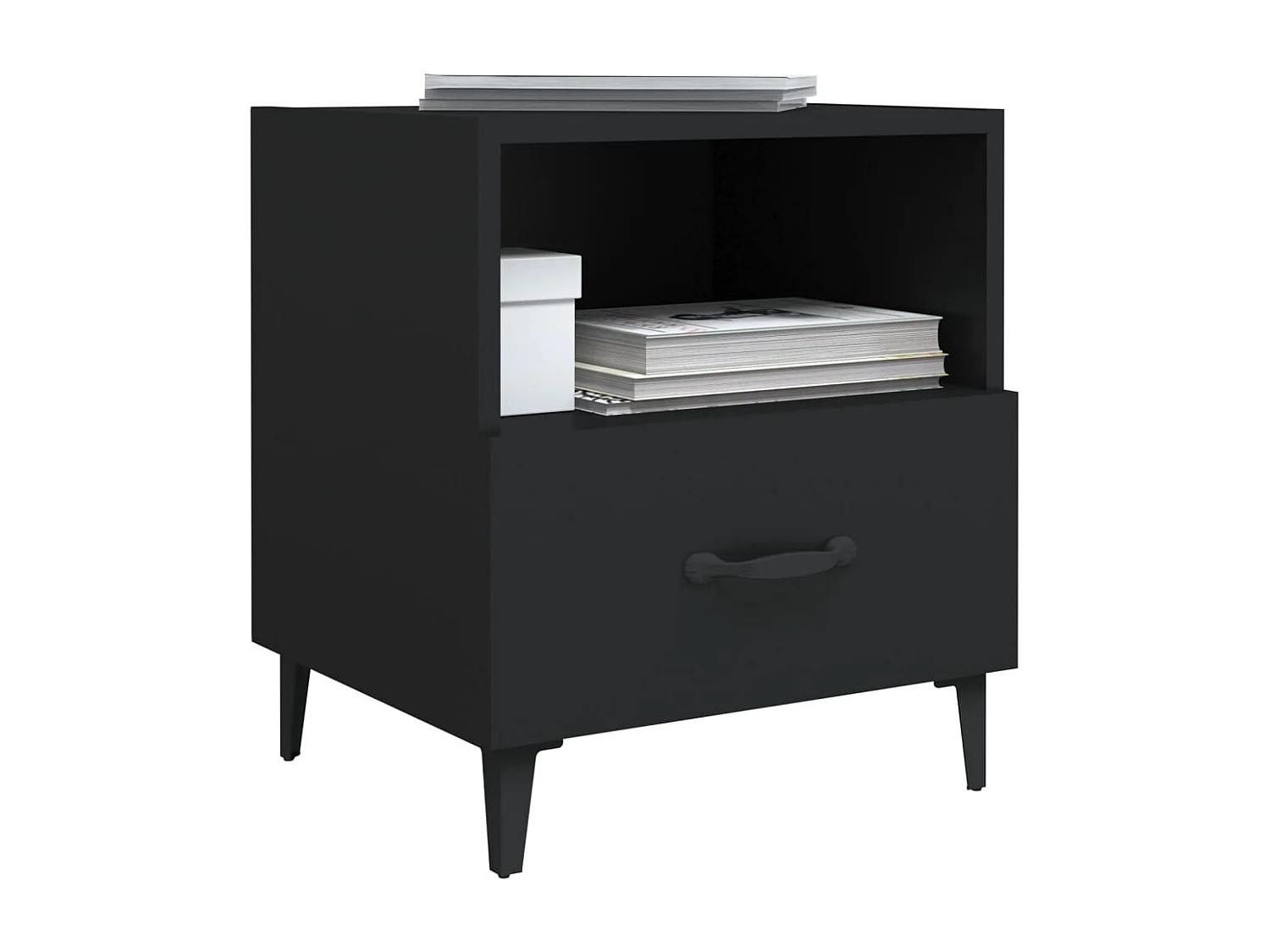 Weedsport  Table de chevet Noir Bois d'ingénierie