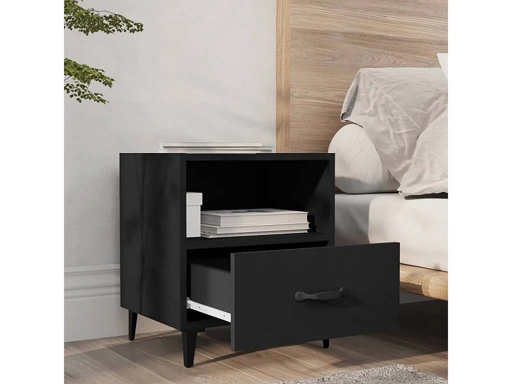 Weedsport  Table de chevet Noir Bois d'ingénierie