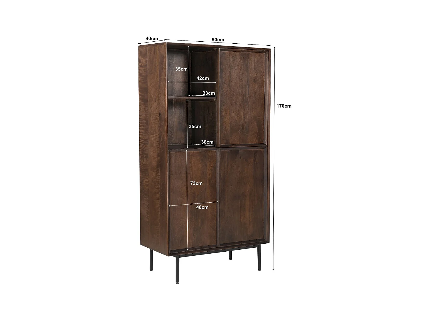 Kabinetkast Ravenstein Brown - 40x170x90cm