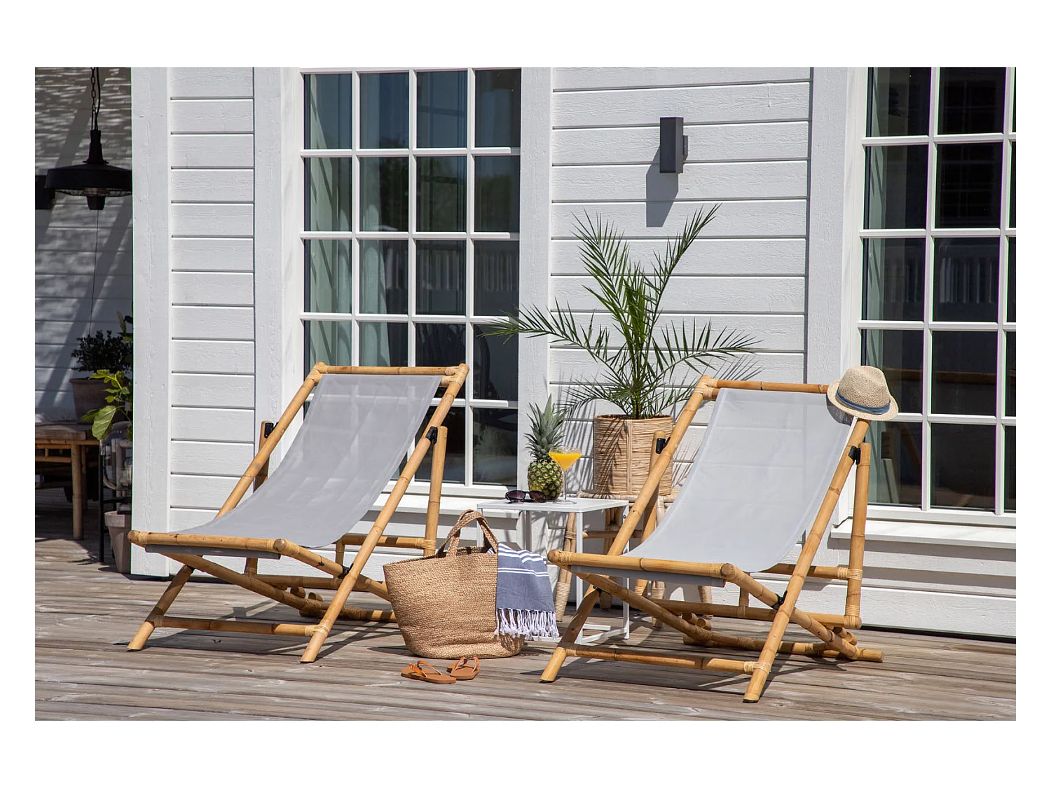 Chilienne "Cane" 115cm Naturel & Gris