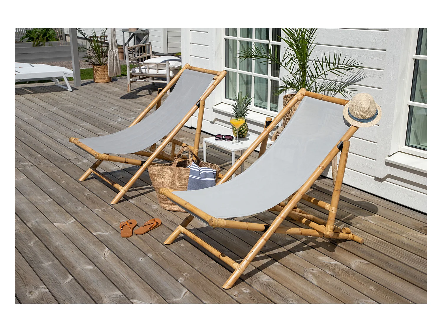 Chilienne "Cane" 115cm Naturel & Gris