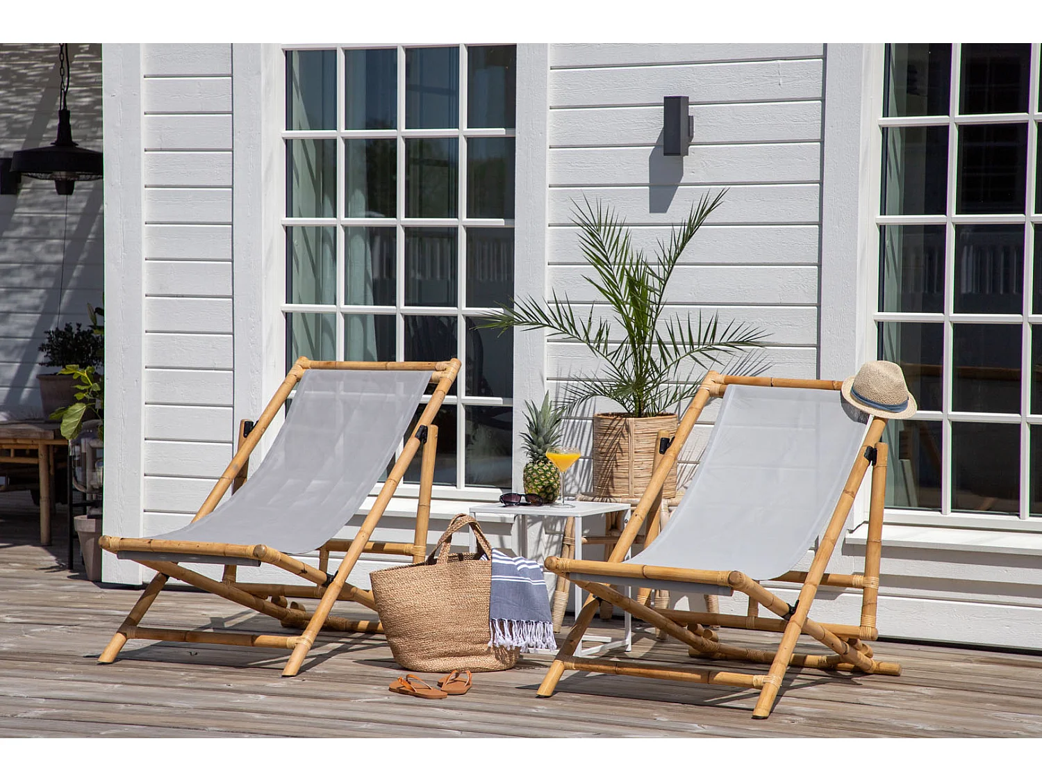 Chilienne "Cane" 115cm Naturel & Gris