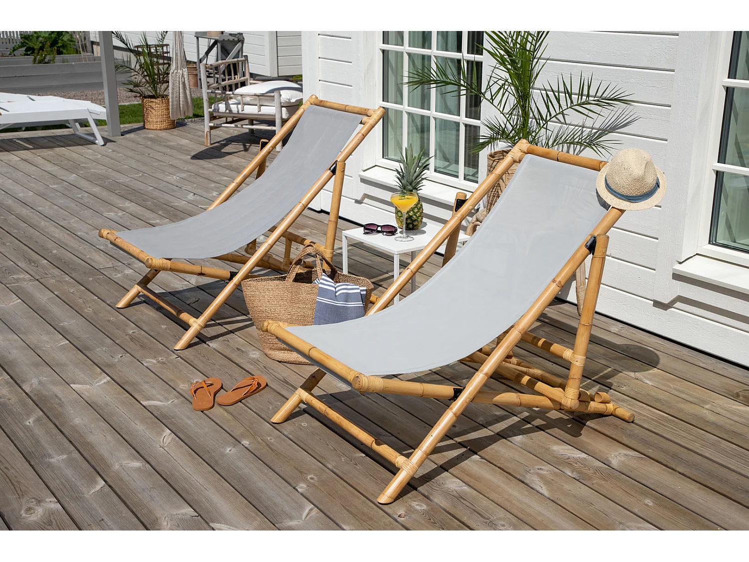 Chilienne "Cane" 115cm Naturel & Gris