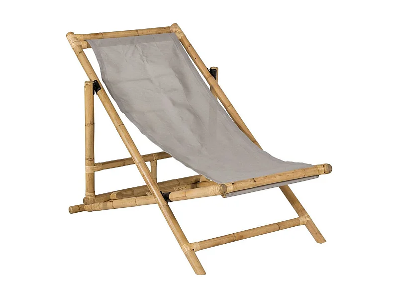 Cane tuinstoel instelbaar grijs, natuur.