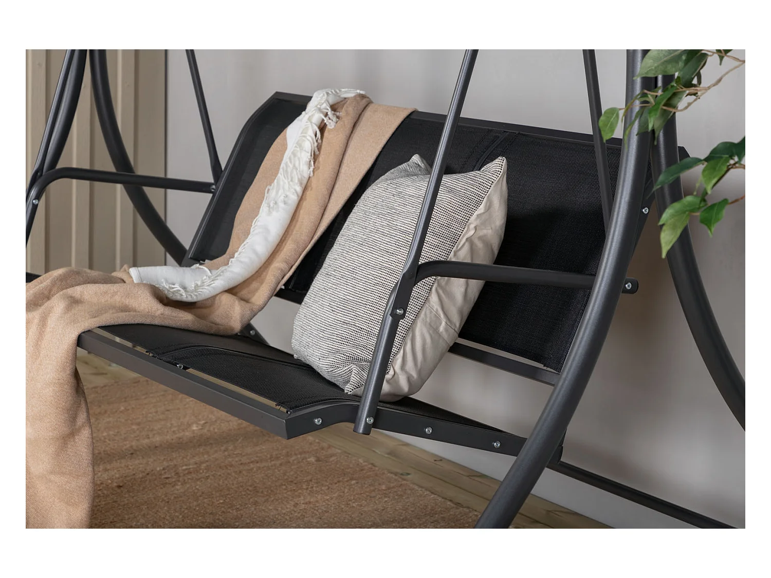 Balancelle de Jardin 3 Places "Montreal" 163cm Noir