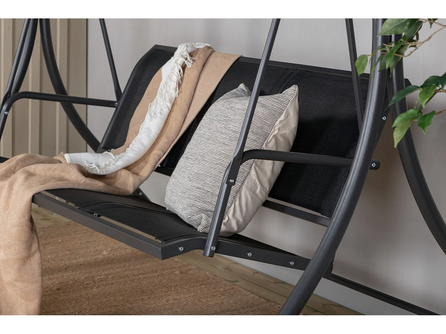 Balancelle de Jardin 3 Places "Montreal" 163cm Noir