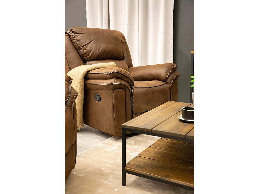 Saranda fauteuil , Recliner met voetsteun bruin.