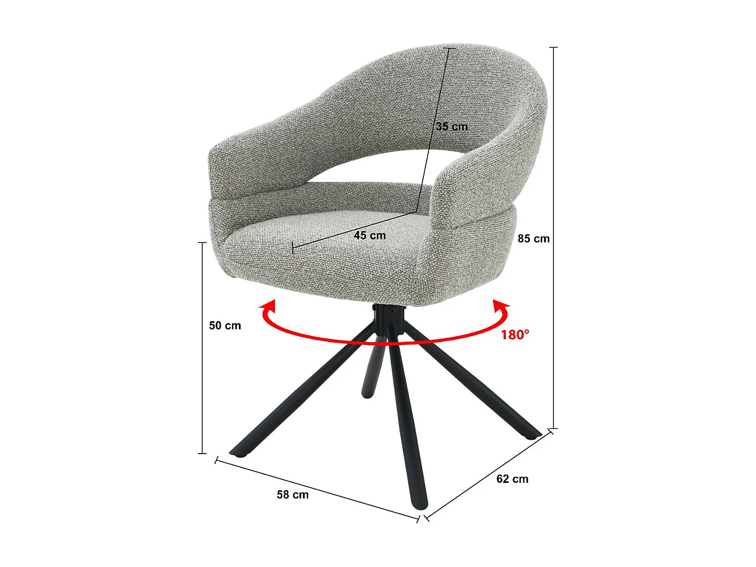 Eetkamerstoel Linn Taupe Set van 2 - 62x58x85cm