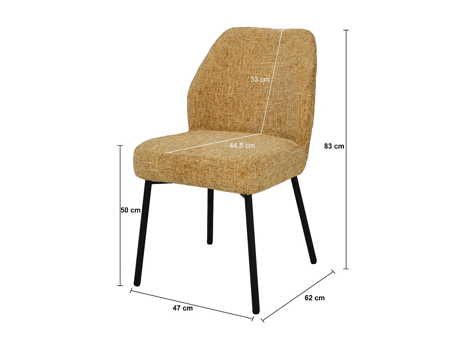 Eetkamerstoel Tess Honey Set van 2 - 63x48x83cm