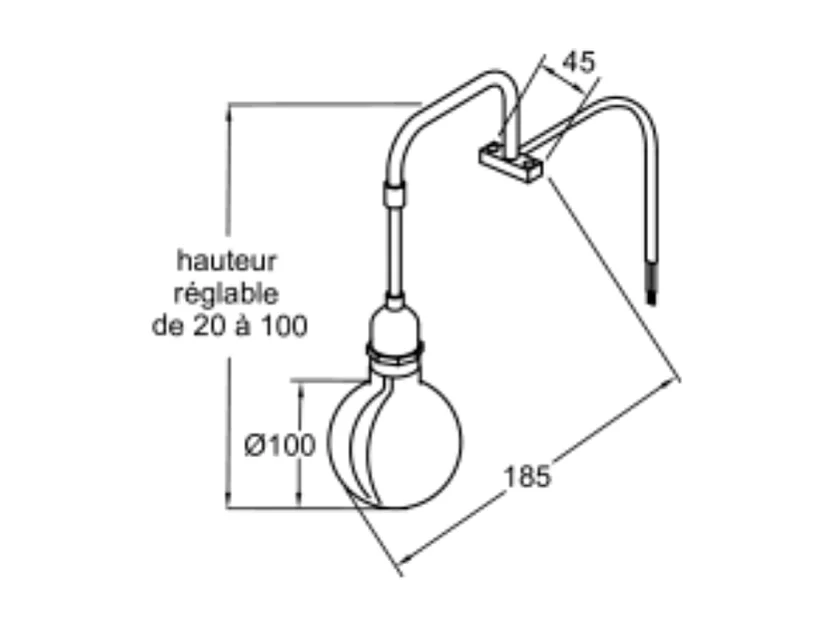 Spot LED "Industrie suspendue" JACOB DELAFON noir mat