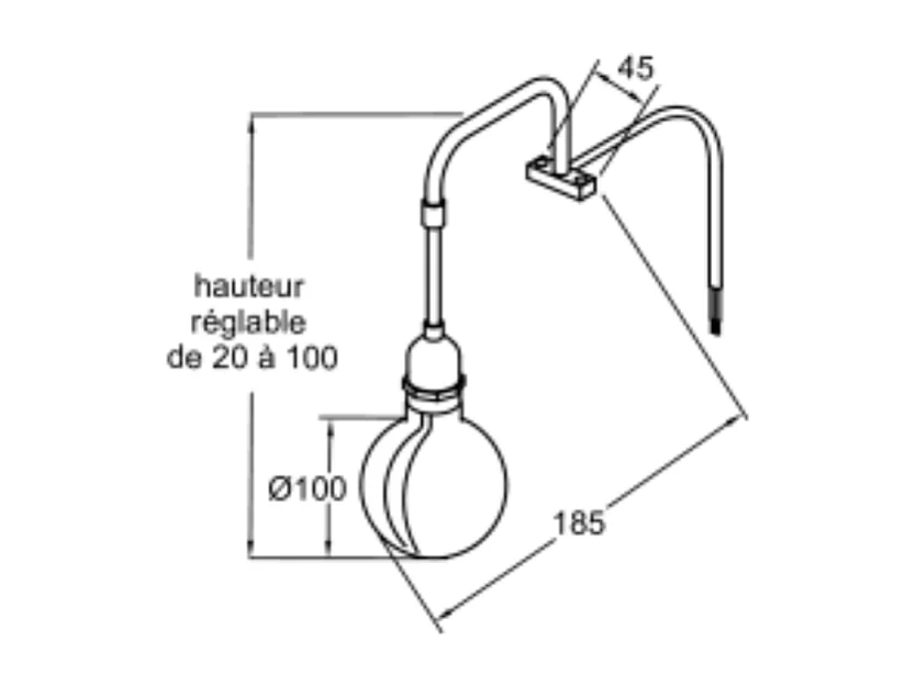 Spot LED "Industrie suspendue" JACOB DELAFON noir mat