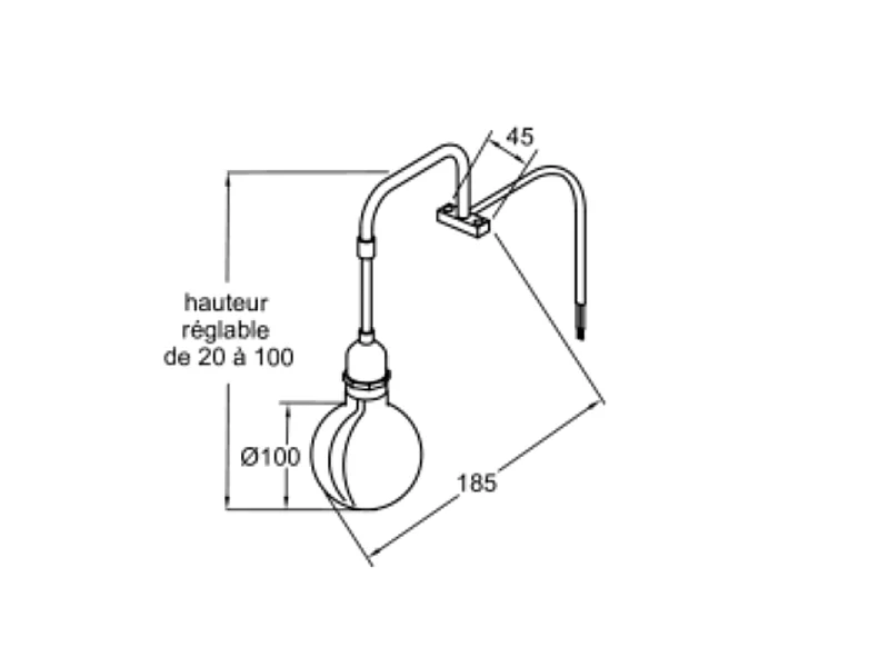 Spot LED "Industrie suspendue" JACOB DELAFON noir mat