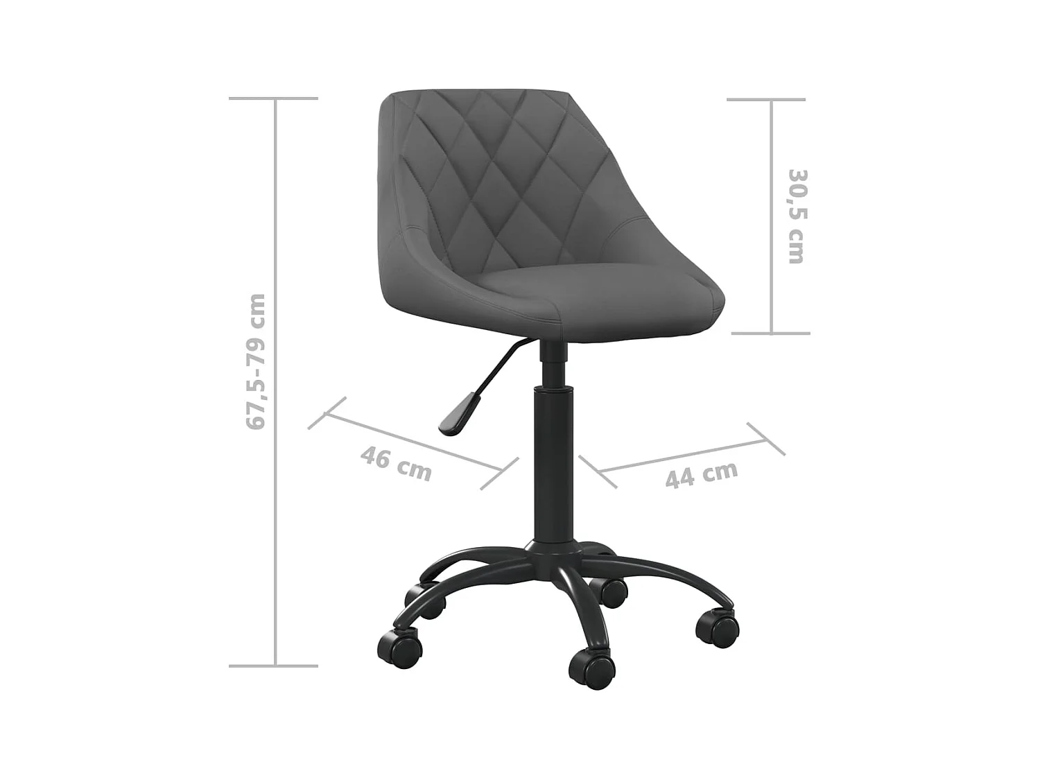 Chaise de bureau Gris foncé Velours