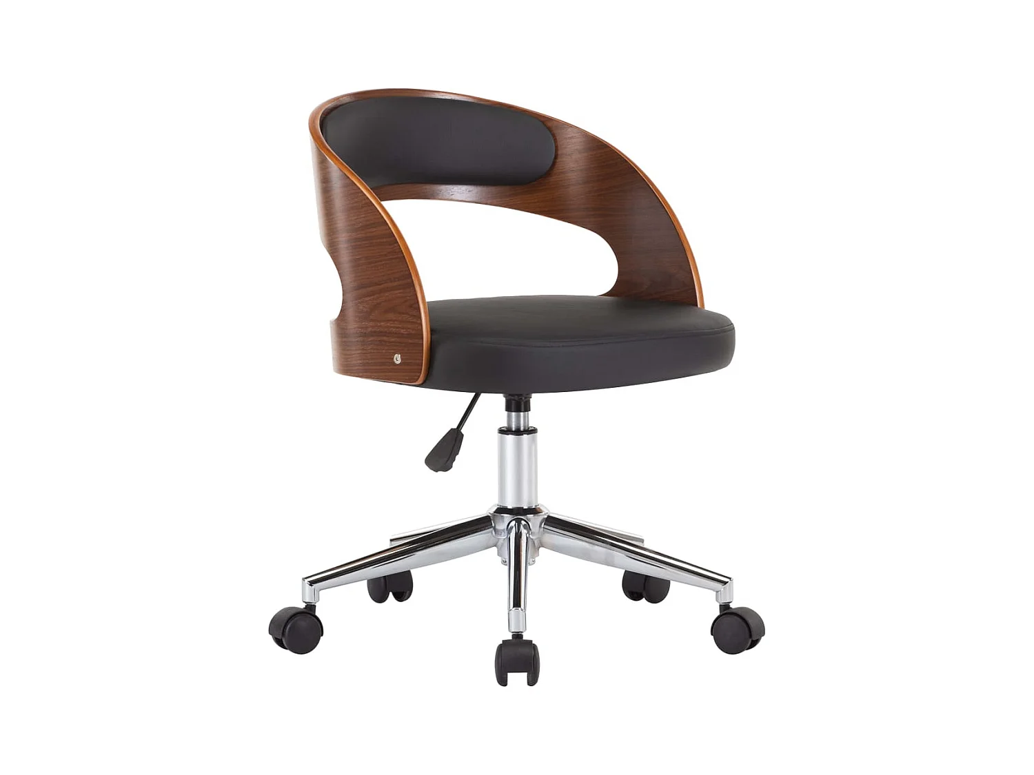 Chaise pivotante de bureau Noir Bois courbé et similicuir