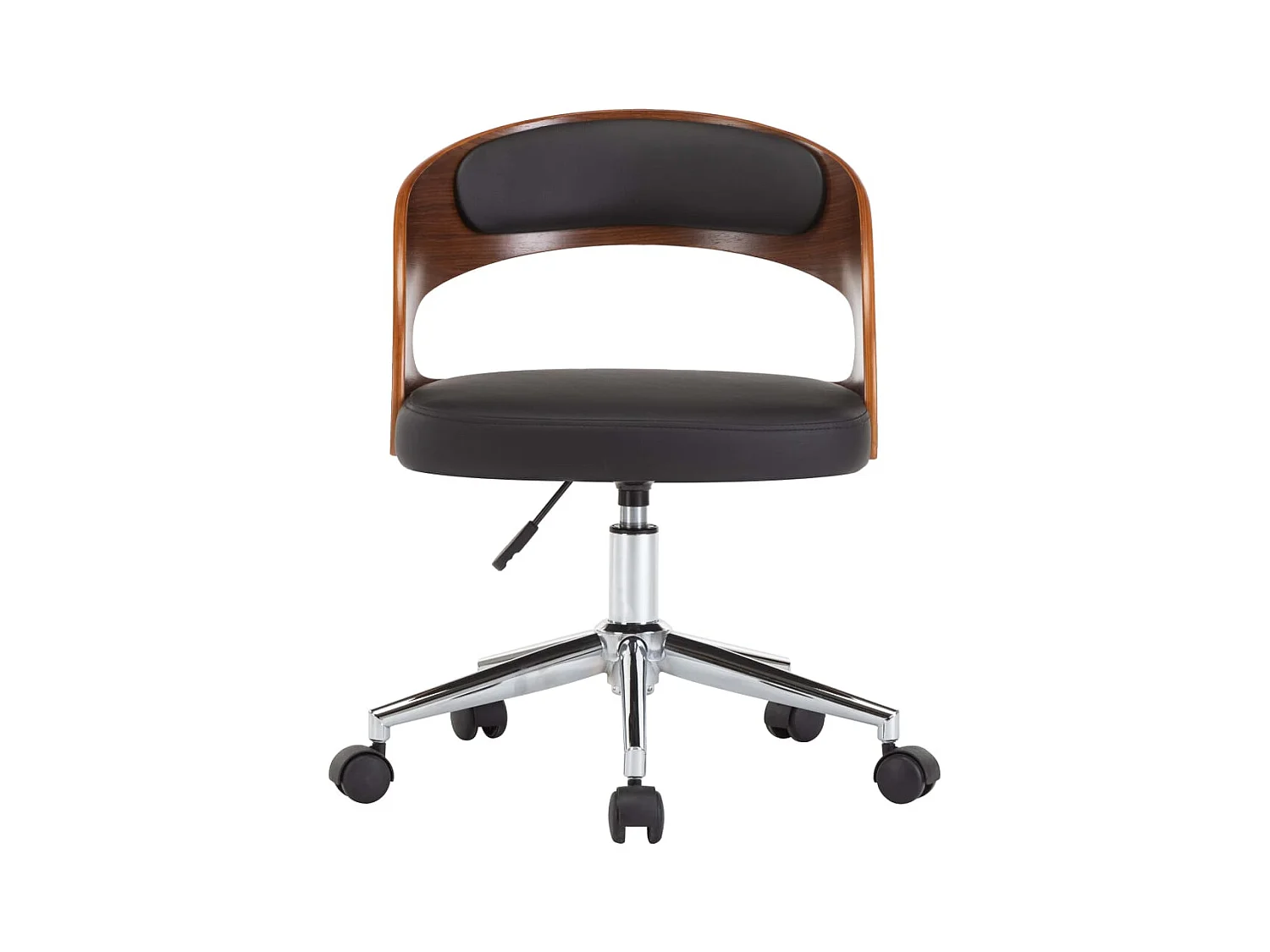 Chaise pivotante de bureau Noir Bois courbé et similicuir