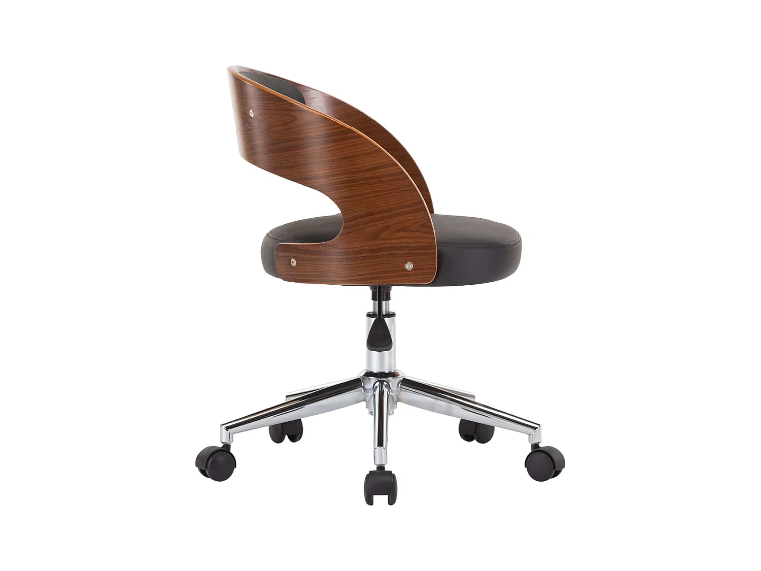 Chaise pivotante de bureau Noir Bois courbé et similicuir