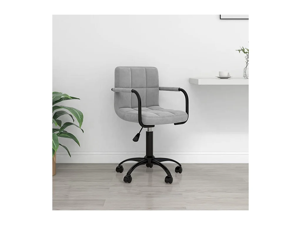 Chaise pivotante de bureau Gris clair Velours