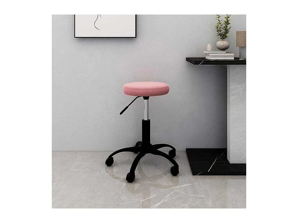 Chaise de bureau pivotante rose velours