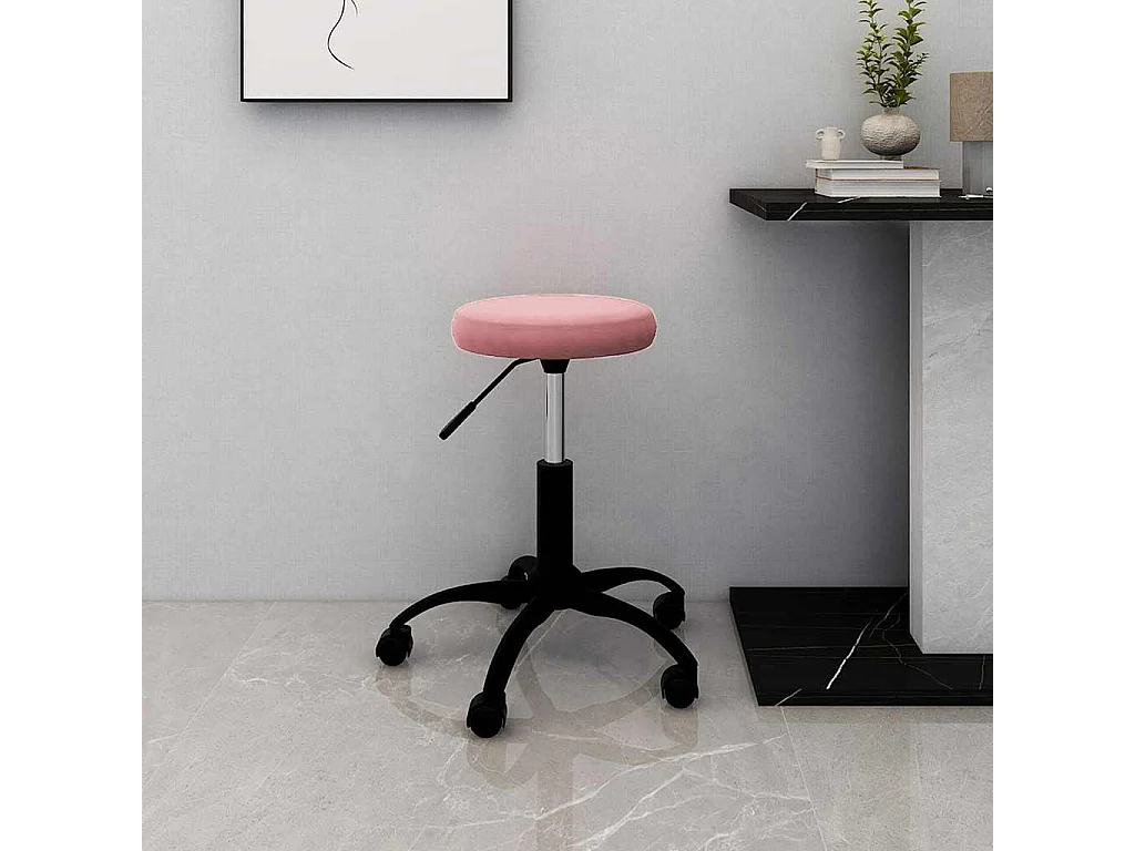 Chaise de bureau pivotante rose velours