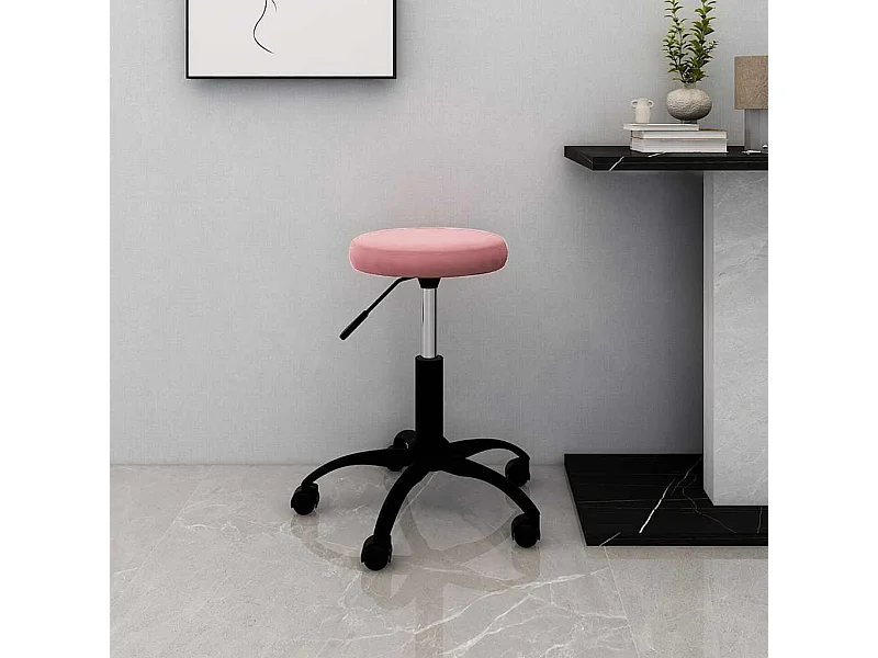 Chaise de bureau pivotante rose velours