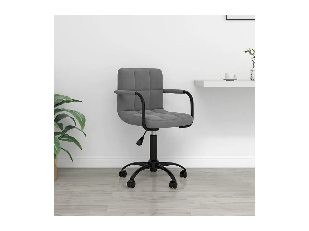 Chaise pivotante de bureau Gris foncé Velours