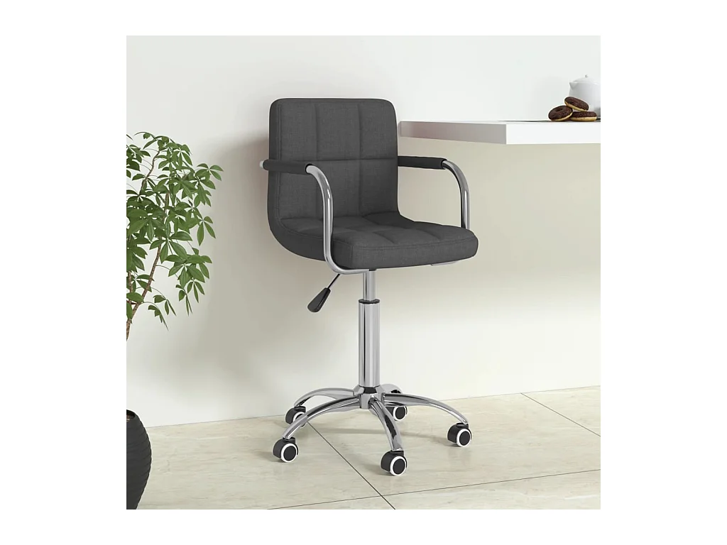 Cadeira de escritório giratória tecido cinzento-escuro