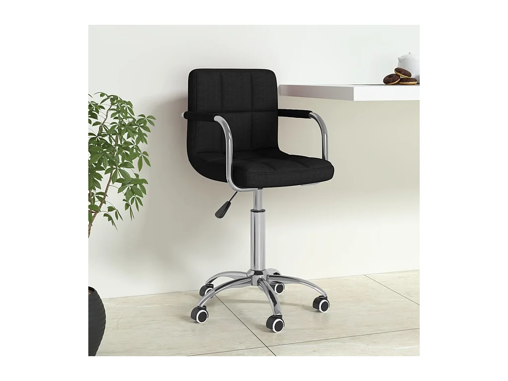 Chaise pivotante de bureau Noir Tissu