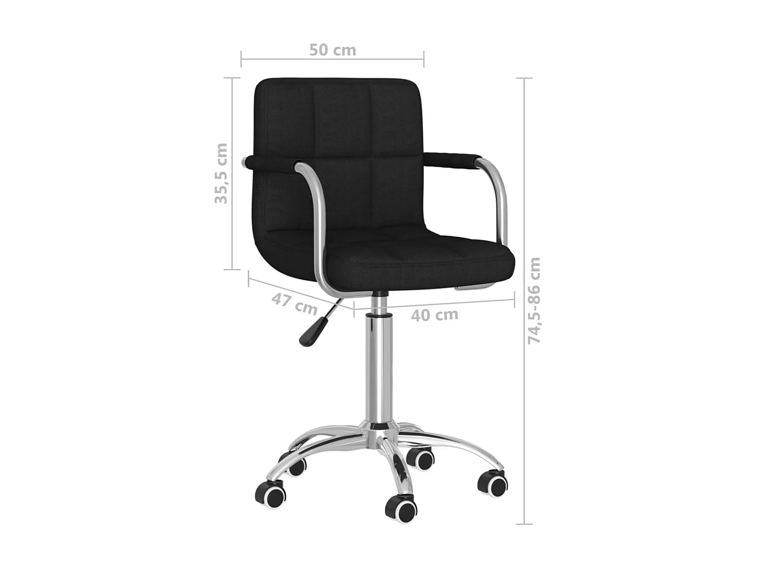 Chaise pivotante de bureau Noir Tissu