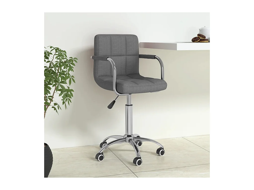Silla de oficina giratoria de tela gris claro