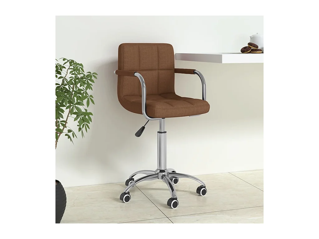 Silla de oficina giratoria de tela marrón