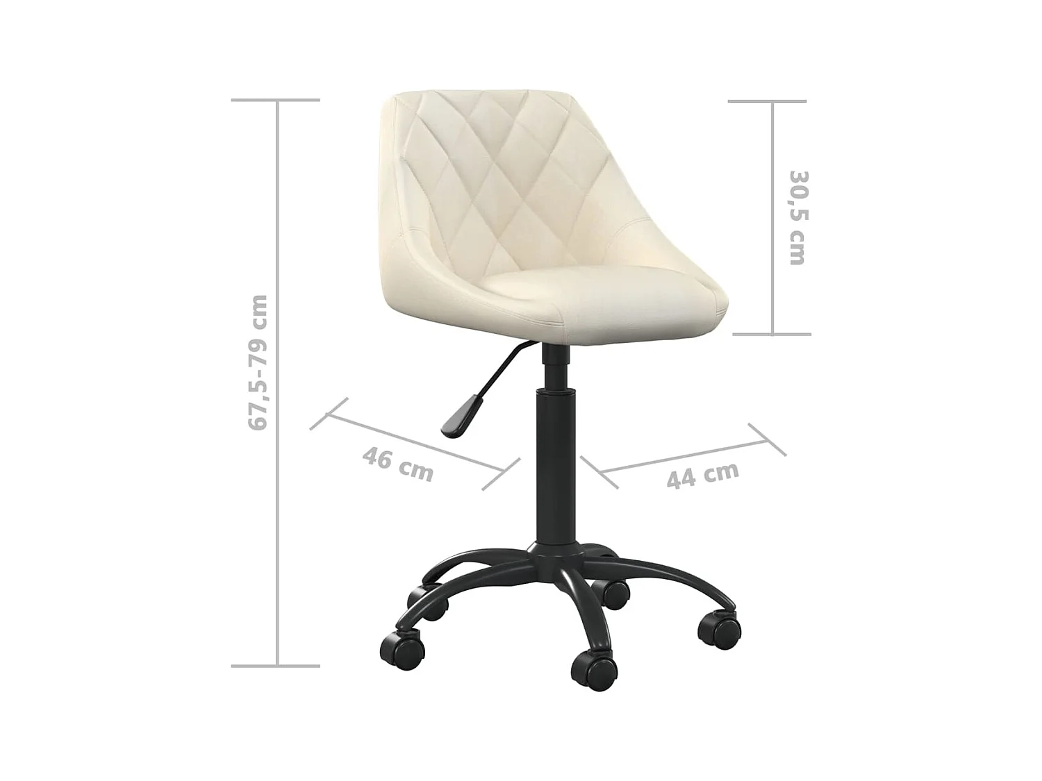 Chaise de bureau Crème Velours