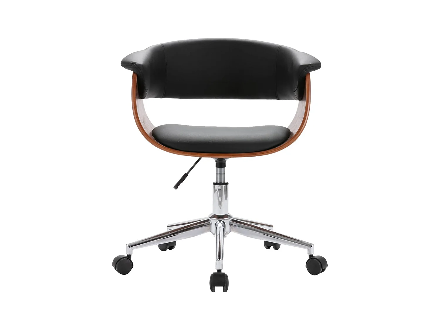 Chaise pivotante de bureau Noir Bois courbé et similicuir