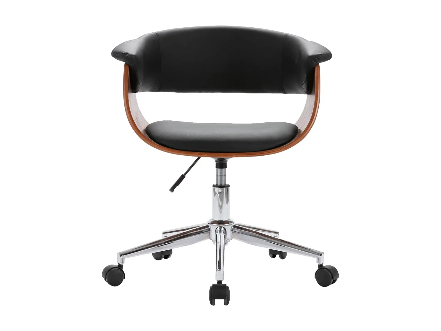 Chaise pivotante de bureau Noir Bois courbé et similicuir