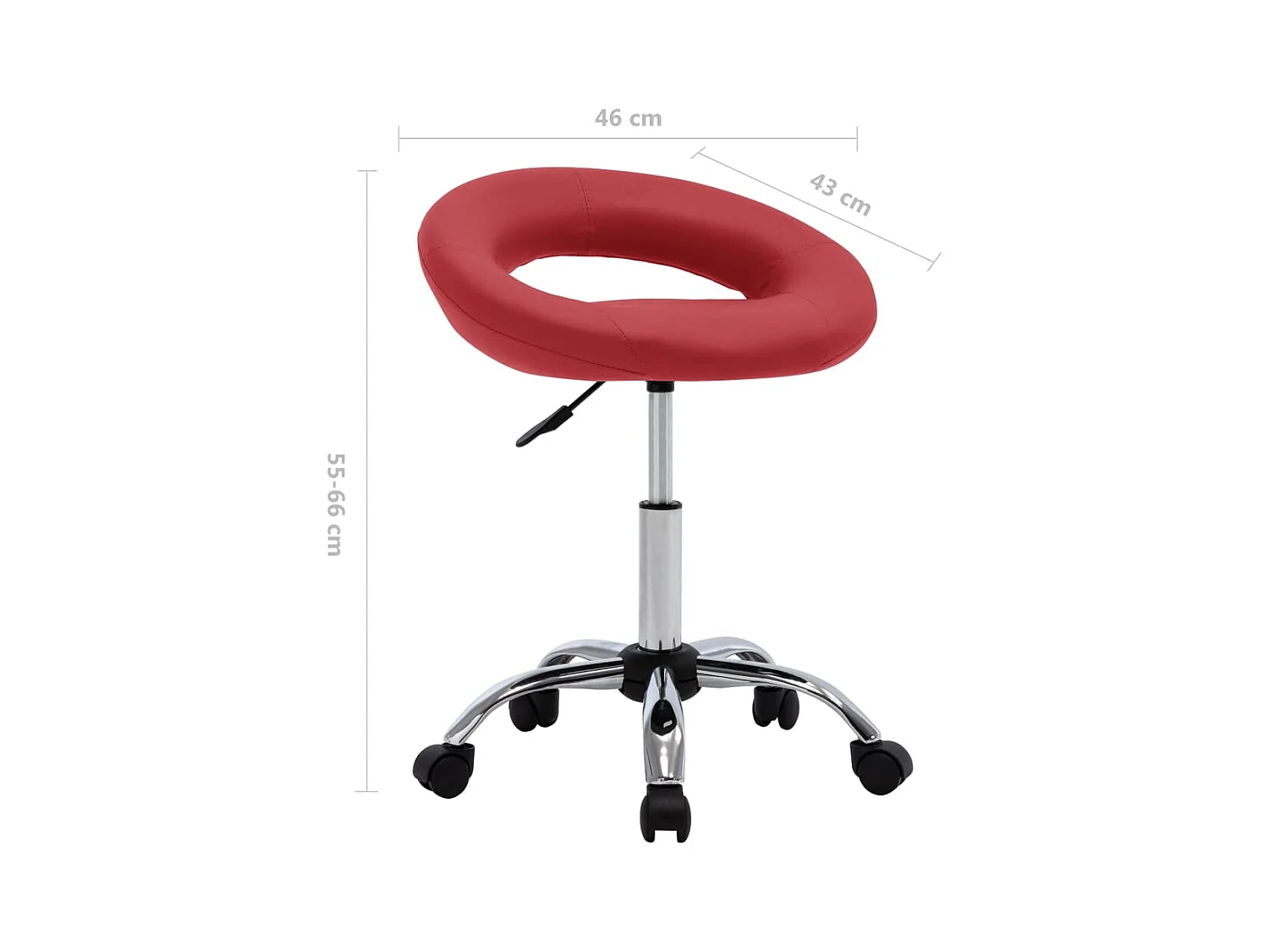 Chaise de travail roulante Rouge bordeaux Similicuir