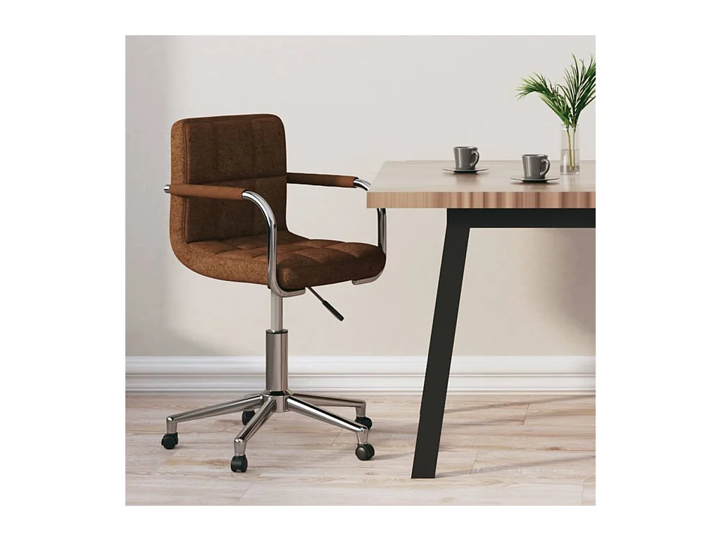 Silla de oficina giratoria de tela marrón