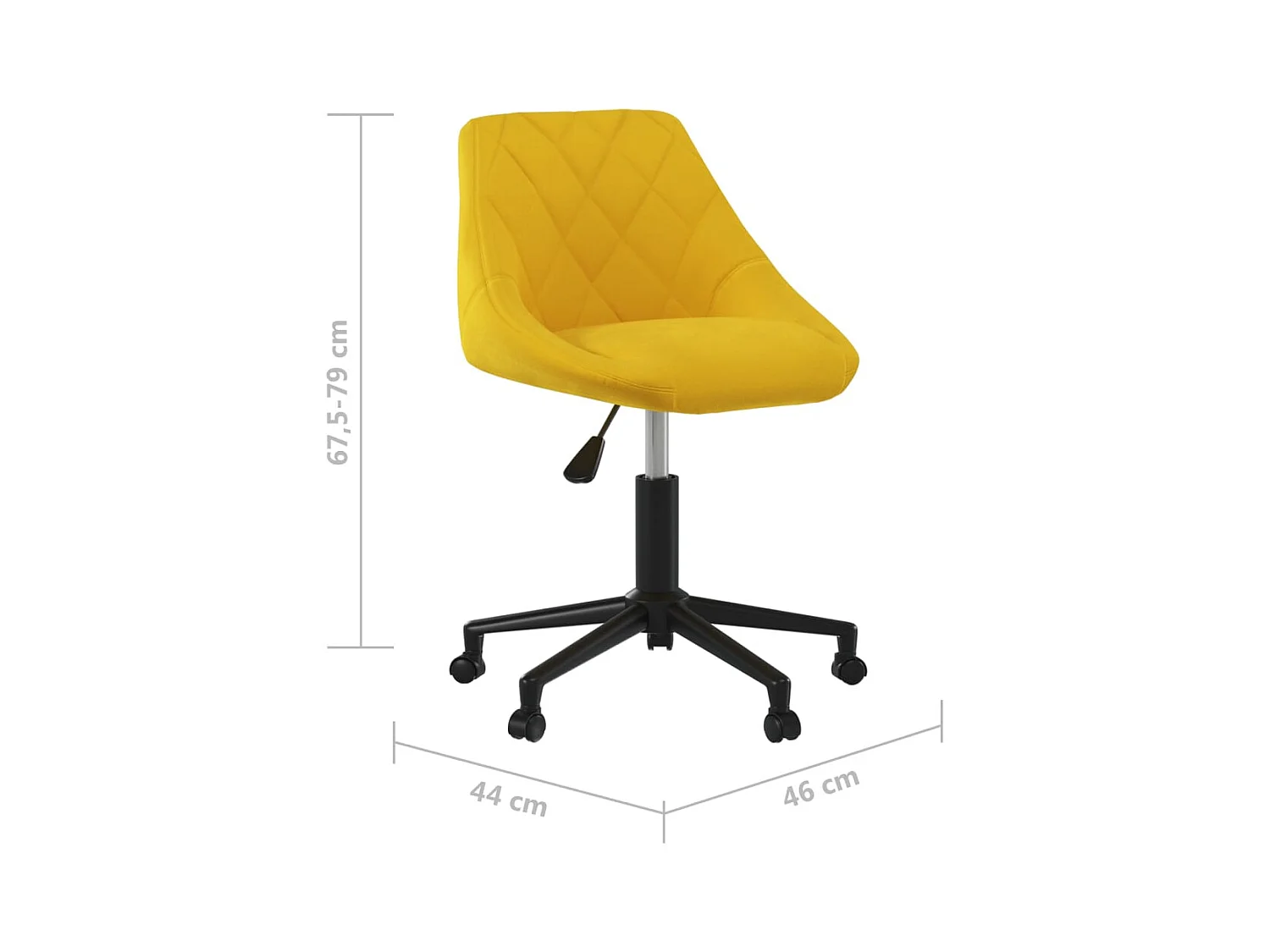 Chaise pivotante de bureau Jaune moutarde Velours